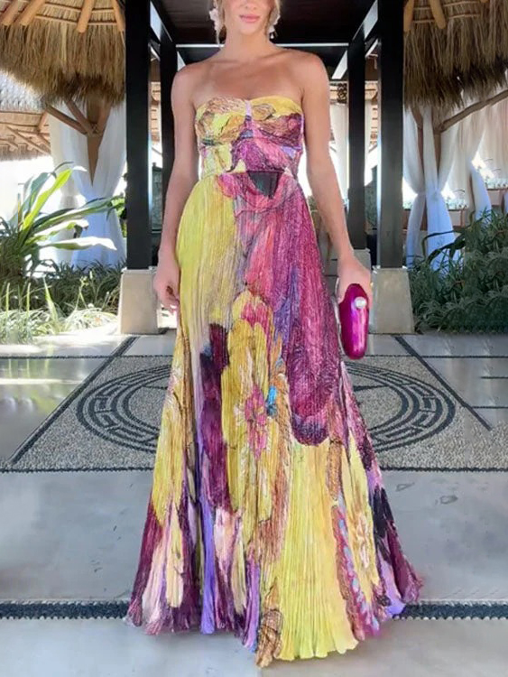 Printed Floral Vintage Maxi Dress