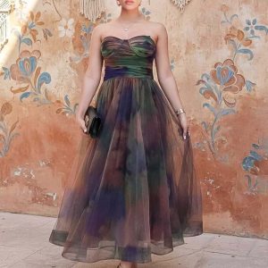 Strapless Elegant Midi Dress
